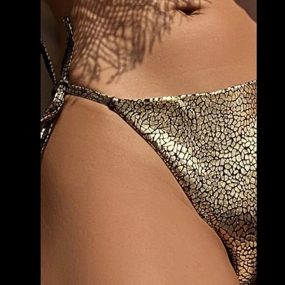 Metallic Halter Thong Bikini Swimsuit - Picture 4 of 6